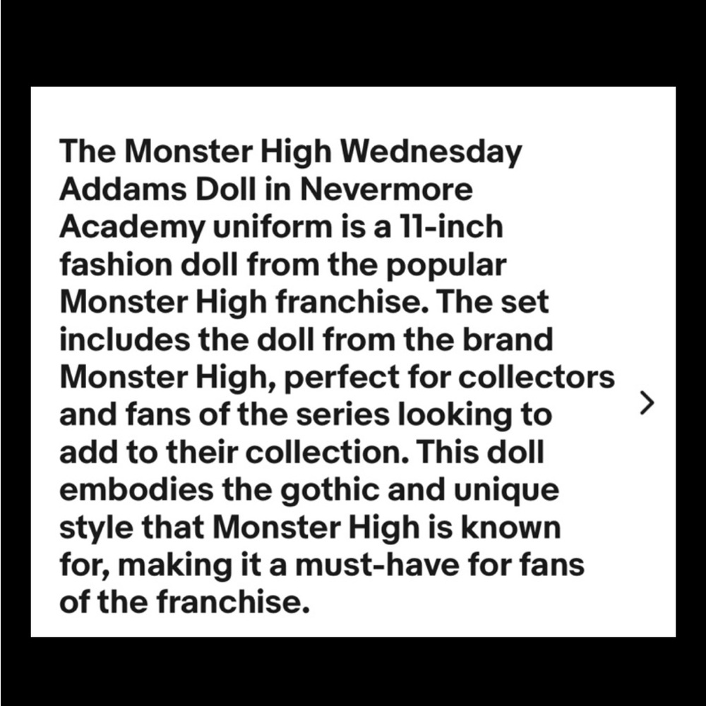 Mattel Monster High Doll with Black and White Outfit - Wednesday Addams - NIP - Picture 11 of 12